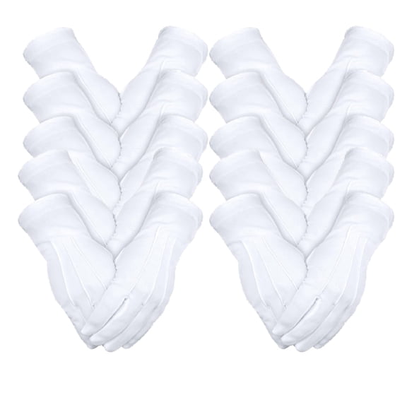 10 Pairs White Dress Gloves for Men - Breathable Polyester Gloves with Snap Cuffs for Police, Magic, Parade & Costume