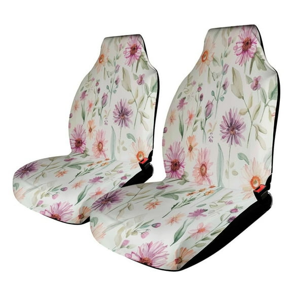 Floral Colorful Flower Car Seat Covers Set of 2 Auto Accessories Protectors Car Decor Universal Fit for Car Truck SUV