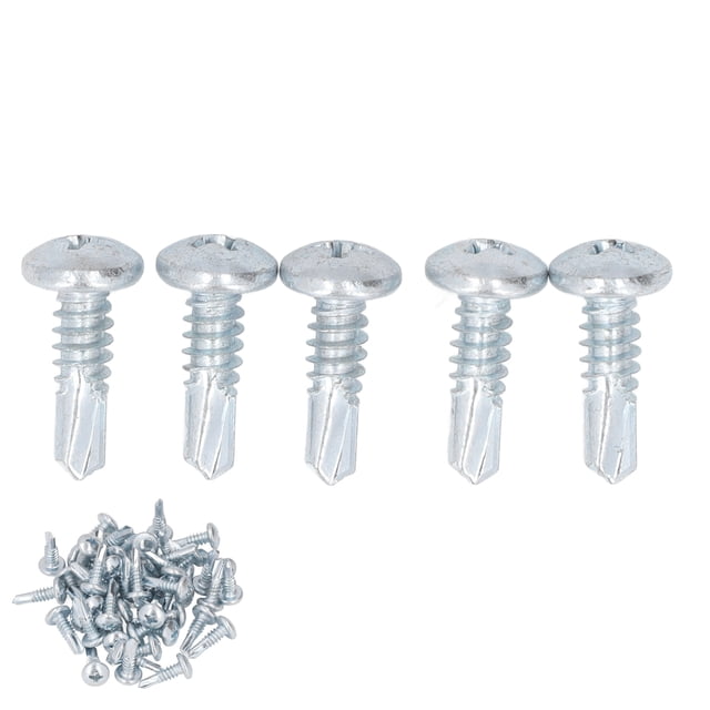Vis Auto-Perçante, 50pcs Vis de Forage en Acier au Carbone Galvanisé pour la Maison à Plat, Rond