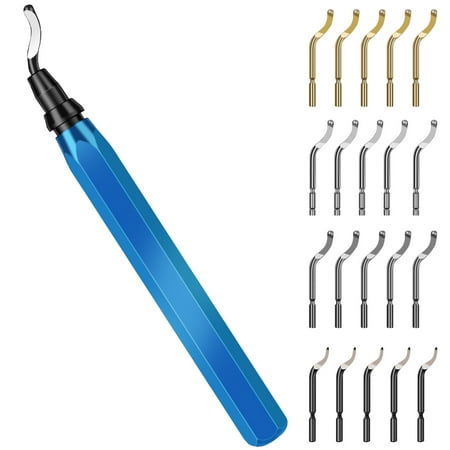 

21pcs Deburring Tool Kit 360 ° Rotating Sharp Deburring Cutter Precision Non-slip Edge Burr Remover Tool with 20x Replacement Blades for Wood Plastic Aluminum Alloy Copper