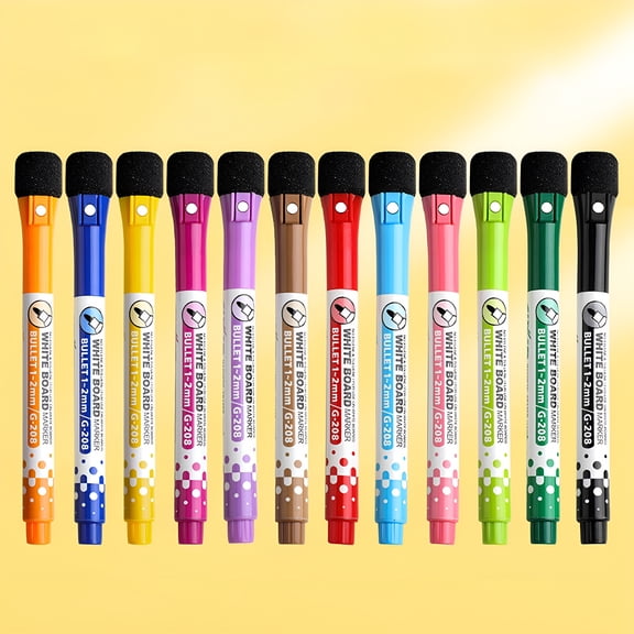 CCOCC 2026 New Dry Erase Markers for Whiteboard W/Eraser Caps (12 Pack),Magnetic White Board Marker Set,Ultra-Fine Tip,Assorted Colors & Low-Odor,Use for Office,Home Study