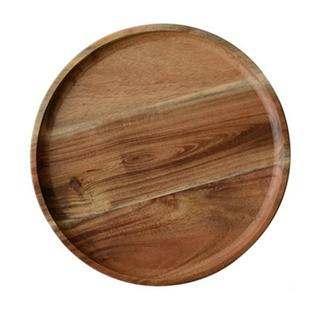 

Greenred Snack Plate Round Shaped Space-saving Wooden Sandwich Bread Tea Tray Tableware