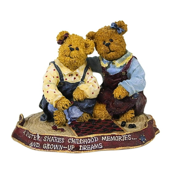 Boyds Bears Resin Ava & Rae Ann...Rainy Afternoon - 1 Figurine 3 Inch, Resin - Checkers Bearstone 2277983