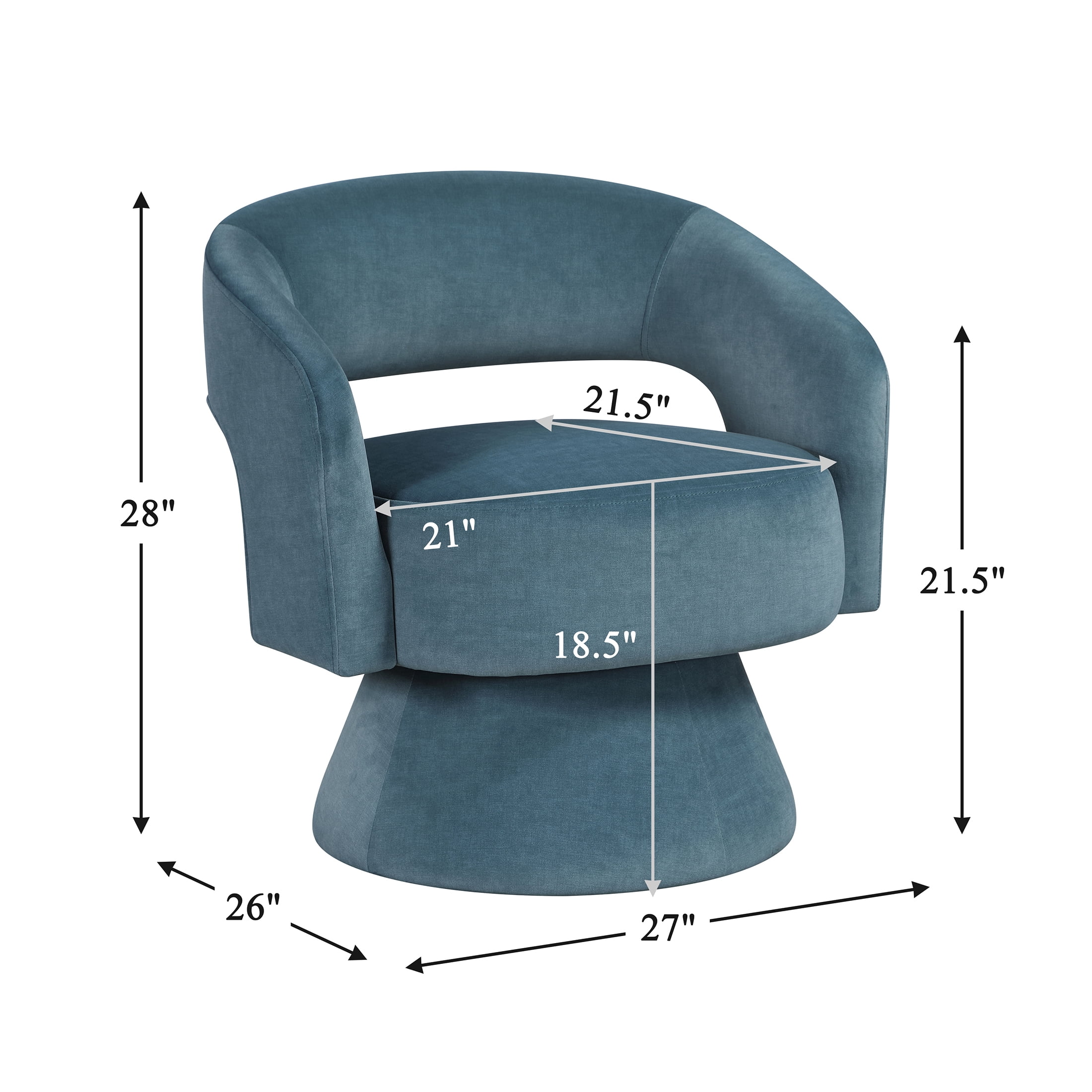 OakvillePark Alderwyn Velvet Swivel Chair with Round Base, Dark Teal