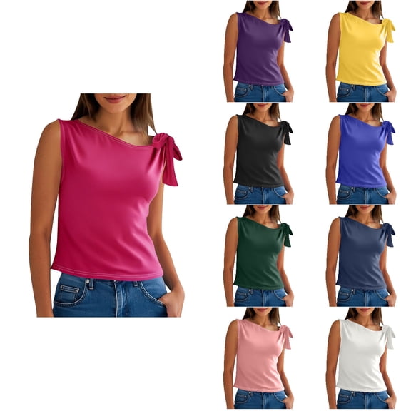 Antinious Women Solid Crewneck Sleeveless Summer Casual Soft Breathable Tank Top