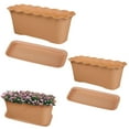 thumbnail image 3 of Clearance! Haidf Rectangular Planter, Plastic Wavy Ruffled Edge Long Planter Box with Tray, Planters for Indoor Outdoor Plants Flowers, Deck Railing Planter Boxes, Flower Pots, Plant Pots, 12", Brown, 3 of 5