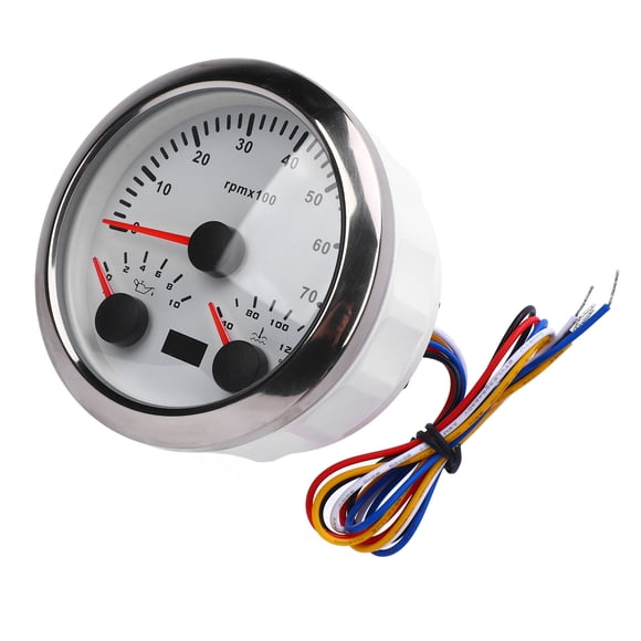 3 In 1 Tachometer, 85mm 7000rpm RPM Gauge 10bar Pressure Gauge, 120 degrees Celsius Temp Gauge with 7 Color Backlight for Truck Tractor Car, Motorhome, Boat