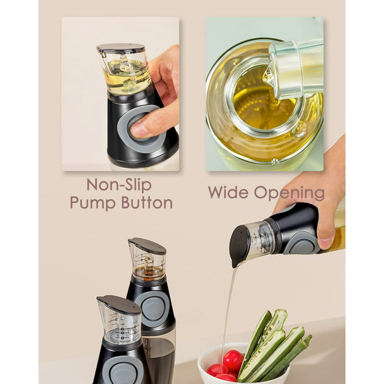 17oz/500ml Olive Oil Dispenser Bottle for Kitchen with Measurement Scale Cooking Oil and Vinegar Soy Sauce Bottling Clear Glass Oil Bottles Oil Pot