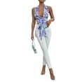 thumbnail image 2 of Sylvamorning Women Summer Tank Tops Floral Halter Neck Backless Tied Crop Tops, 2 of 5