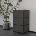 thumbnail image 2 of Flash Furniture Harris 3 Drawer Wood Top Black Cast Iron Frame Vertical Storage Dresser with Dark Gray Easy Pull Fabric Drawers, 2 of 11