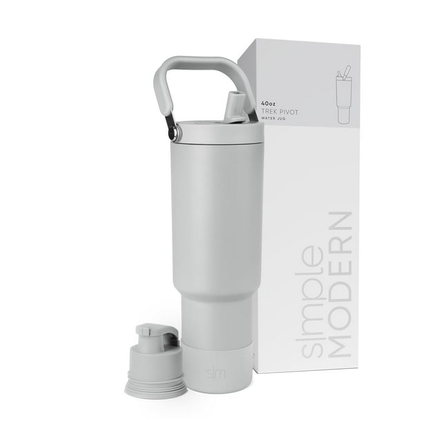 Botella de agua Simple Modern Trek Pivot de 1,2 L con asa, color gris hielo