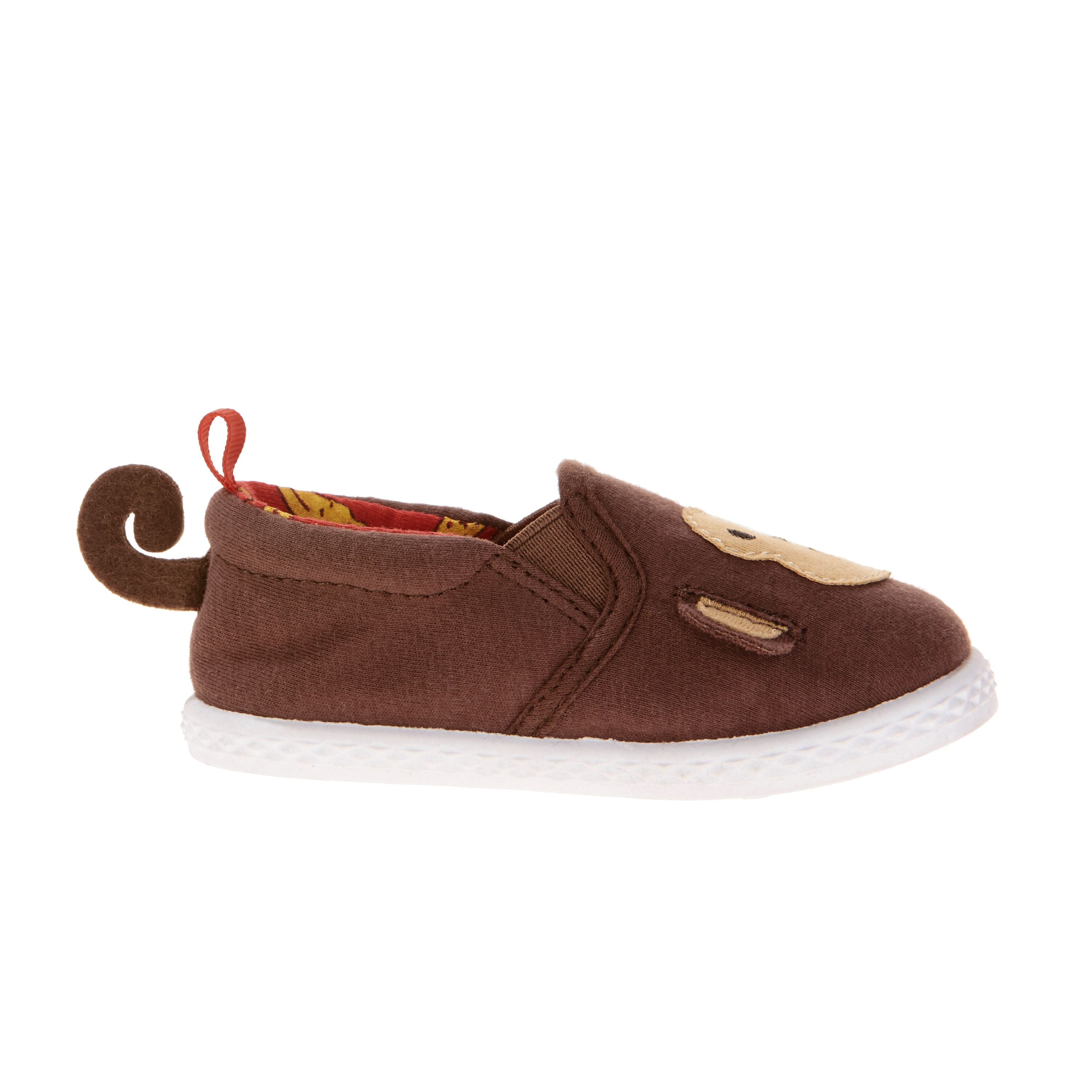 Walmart Brand Infant Toddler Boys Canvas Slip On Shoes Brown Monkey Size 5 NEW