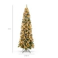 thumbnail image 7 of Best Choice Products 9ft Pre-Lit Pencil Christmas Tree, Pre-Decorated, Frosted w/ 1,298 Flocked Tips, 460 Lights, Base, 7 of 7