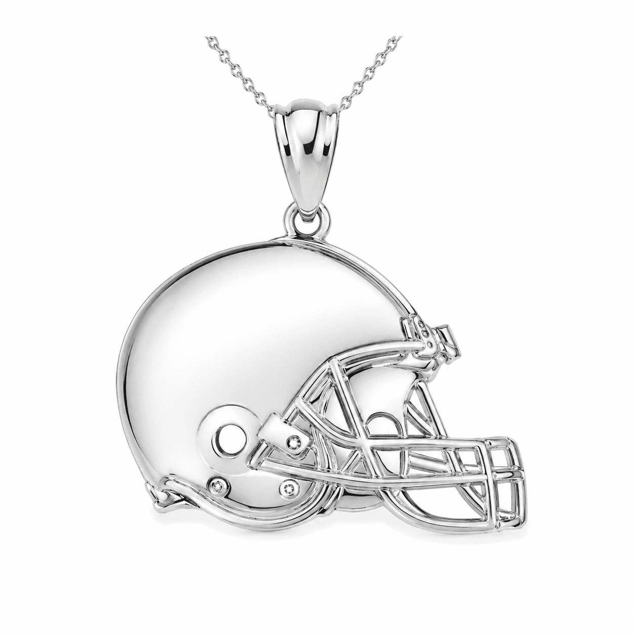 925 Sterling Silver Football Helmet Pendant Necklace (PENDANT ONLY)