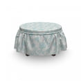 thumbnail image 3 of Botanical Ottoman Cover, Romantic Simple Floral, 2 Piece Slipcover Set with Ruffle Skirt for Square Round Cube Footstool Decorative Home Accent, Standard Size, Pale Blue and Off White, by Ambesonne, 3 of 5