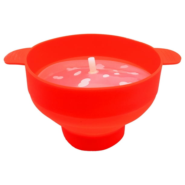 Recipiente de silicona para palomitas de maíz en microondas con tapa plegable de alta temperatura para lavavajillas - Rojo Sunnimix Bol para hacer palomitas de maíz