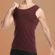 thumbnail image 4 of Camiseta sin mangas con cuello en V para hombre, color liso, sin costuras, con parche interior ajustable para temperatura cálida, blusa de poliéster para hombre., 4 of 6