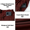 thumbnail image 3 of Men's Fleece Lined Water Resistant Ski Snow Pants Thermal Insulated Windproof Outdoor Pants with 3 Zipper Pockets Burgundy, 3 of 8