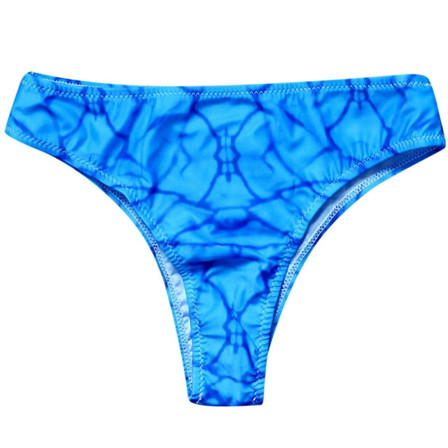 Prolriy String Bikini Thongs pour Femmes Maillot de Bain Bikini Bikini Imprimé Bas de Maillot de Bain Femme Ensemble de Maillots de Bain de Plage Débardeurs sous-Vêtements Bleus m