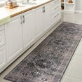 thumbnail image 4 of JONATHAN Y WASHABLE 2 x 8 Runner Rug, Alacati Ogee Medallion - Dark Green/Dark Beige, WSH103B-28, 4 of 9