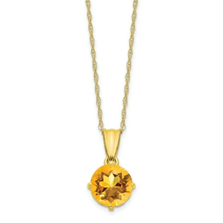 - 10k Yellow Gold Tiara Collection Diamond Citrine Chain Necklace Pendant Charm Gemstone Set Birthstone For Women