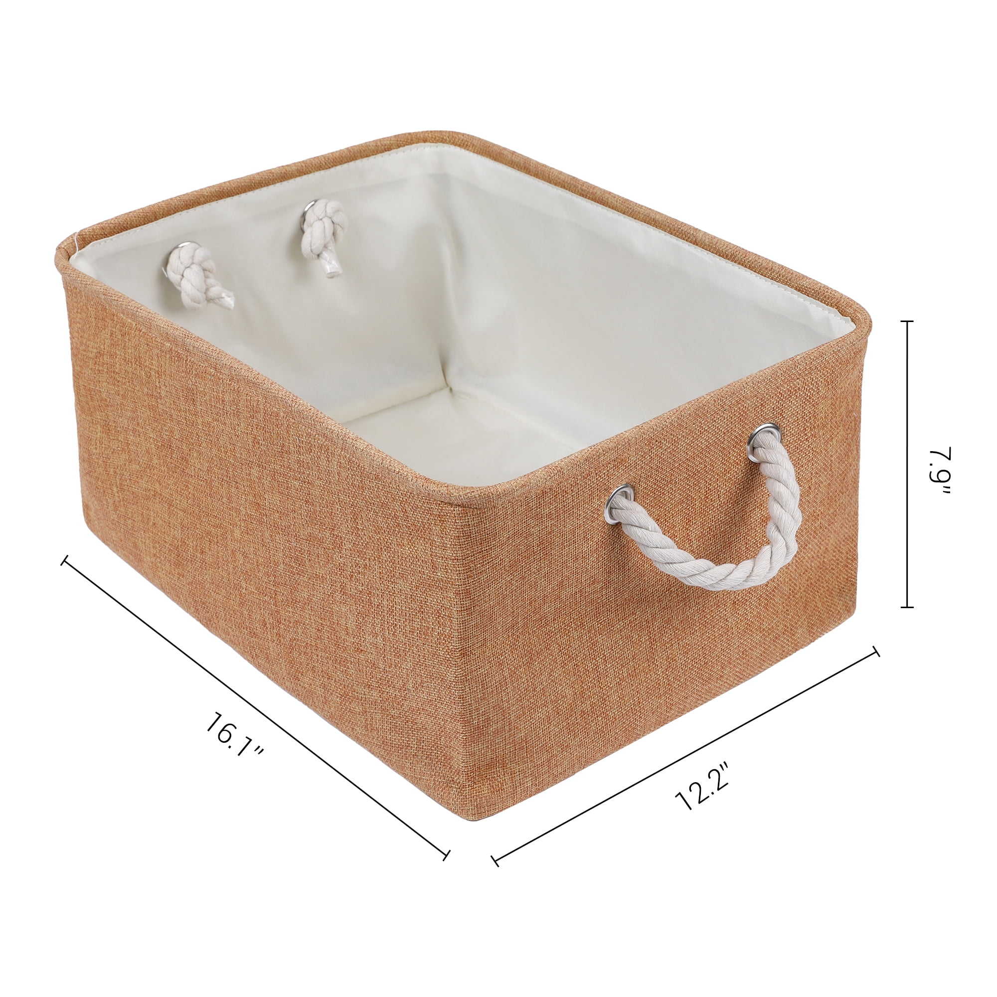 Unique Bargains Storage Bin with Handles for Closet Organizers Rose Gold 16.1"x12.2"x7.9"