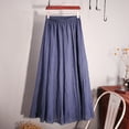 thumbnail image 2 of A-Line Swing Skirt Women Lightweight Cotton Linen Skirts High Waist Knee Dress Pleated Midi Skirt, 2 of 5