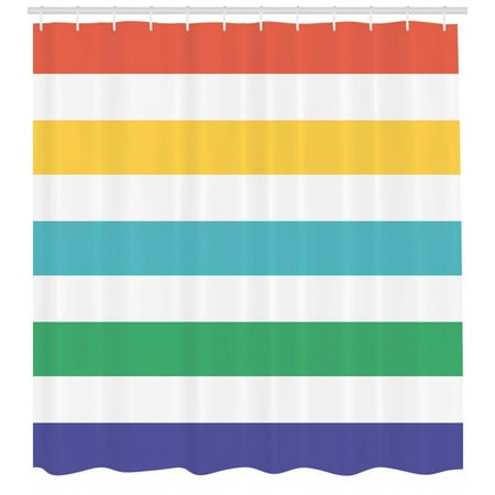 Striped Shower Curtain Rainbow Colored And White Fun Horizontal Striped Shower Curtain Rainbow Colored And White Fun Horizontal Lines Kids Room Red Yellow Blue