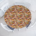 thumbnail image 3 of Ambesonne Cat Fitted Round Tablecloth, Psychedelic Comic Mascots, 45"- 56" Diameter, Multicolor, 3 of 5
