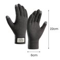 thumbnail image 3 of YAOBAMM Fleece-lined Gloves 1 Pair Knitted Elastic Full Fingers Thickened Touch Screen Solid Color High Friction Cold Resistant Cycling Camping Gloves, 3 of 7