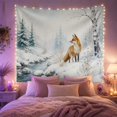 thumbnail image 2 of Red Fox on Snowy Bank with Birch and Pine Trees, Serene Boho for Animal Lovers, Wildlife Forest Scene Art, Winter Gift Tapestry Wall Hanging for Living Room and Bedroom, 2 of 7