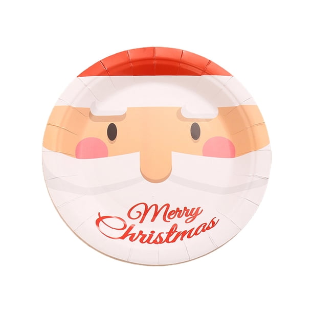 Decoraciones de Fiesta de Navidad Decoraciones de Fiesta de Navidad, Placas Desechables, Placas de Papá Noel de Dibujos Animados, Juegos de Tazas de Papel, Utensilios de Fiesta Placas de Papel de Navi