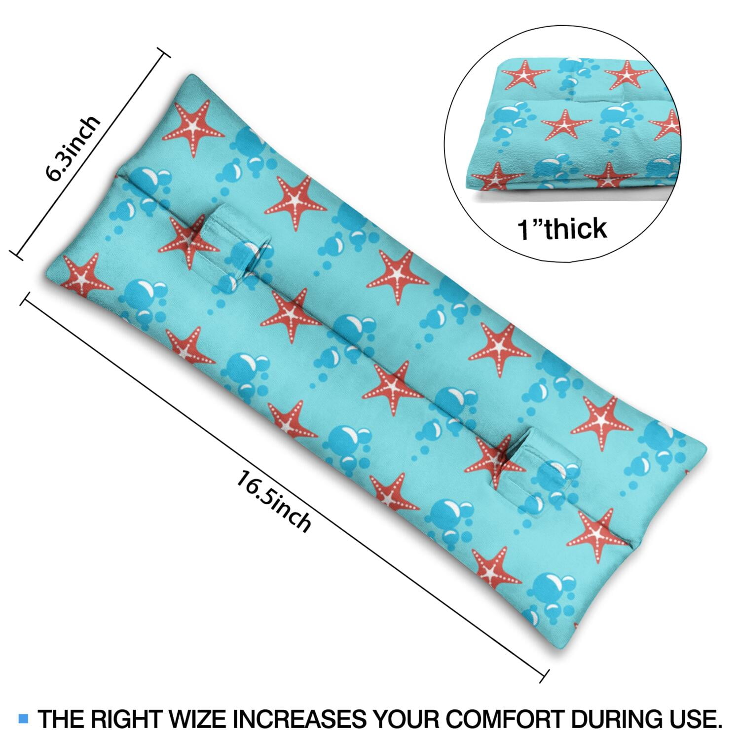 Ocean-Themed Mastectomy Pillow for Car - Post-Surgery Seatbelt Cushion with Watercolor Starfish & Seahorse Pattern - Heart Surgery Recovery Pad for Women - Plush & Machine Washable
