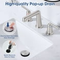 thumbnail image 6 of Wowkk 3 Hole Bathroom Faucet 2 Handle Widespread Bathroom Sink Faucet with Pop up Drain and Supply Lines, Brass Vanity Faucet for Rv Farmhouse Lavatory Restroom Sink, Brushed Nickel, 6 of 11