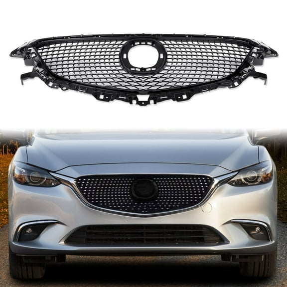 CROSSDESIGN Front Bumper Upper Grille Grill Mesh Hood Fit for Mazda 6 Atenza 2014 2015 2016