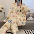 thumbnail image 1 of Pijama de mujer para el hogar, cárdigan con cuello en V, dulce, manga larga, suelto, talla grande, traje de estudiante para el hogar, 1 of 6