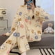 thumbnail image 1 of Pijama de mujer para el hogar, cárdigan con cuello en V, dulce, manga larga, suelto, talla grande, traje de estudiante para el hogar, 1 of 6