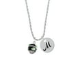 thumbnail image 2 of Delight Jewelry Silvertone Lime Leaves on Black Band Spinner Silvertone Script Initial Disc - M - Charm Necklace, 20"+3", 2 of 4