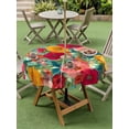 thumbnail image 4 of Outdoor Tablecloth with Umbrella Hole for Patio/Picnic/Party/Camping, Bohemia Floral Waterproof Table Cloth Round Cover Washable, Modern Rustic Poppies Flower Leaves Watercolor (Dia 60"), 4 of 9