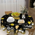 thumbnail image 6 of Happy Birthday Round Tablecloth 60" Black Gold Birthday Cake Confetti Flags Balloons Gifts Decorative Circle Table Cloth Cover Stain & Wrinkle Resistant for Dining Room Kitchen Indoor Outdoor, 6 of 6