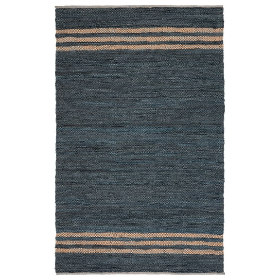 SAFAVIEH Vintage Leather Grace Striped Area Rug, Blue/Beige, 5' x 8'