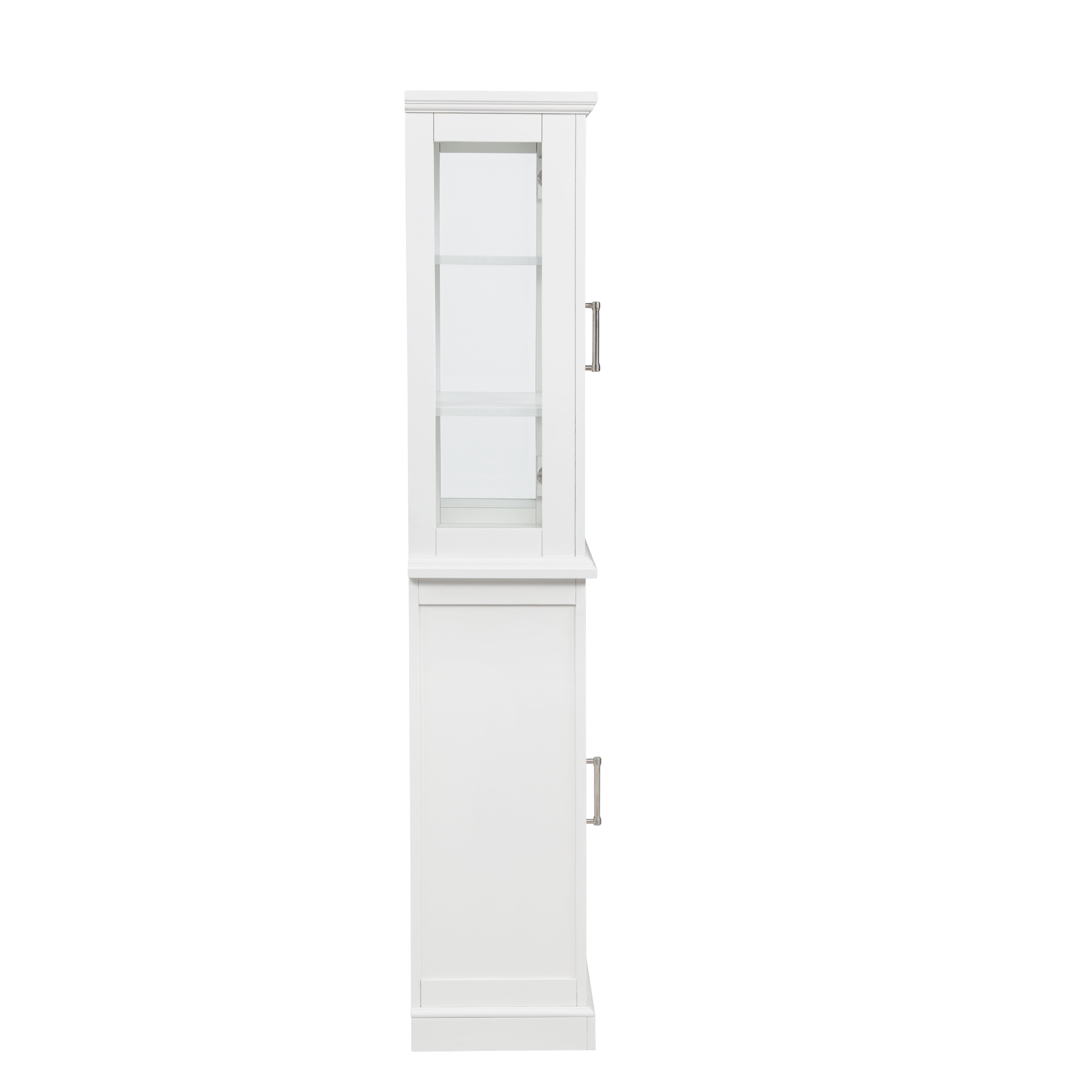 Linon Serenity Tall Two Door Bathroom Cabinet with Shelves, White