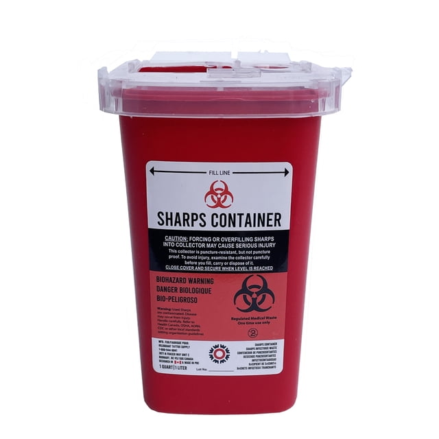 Sharps Container for Professional and Home Use - 1.06 Quart / 1 Liter Small Size Sharp Container Needle Disposal Containers for Needles Pack of 1