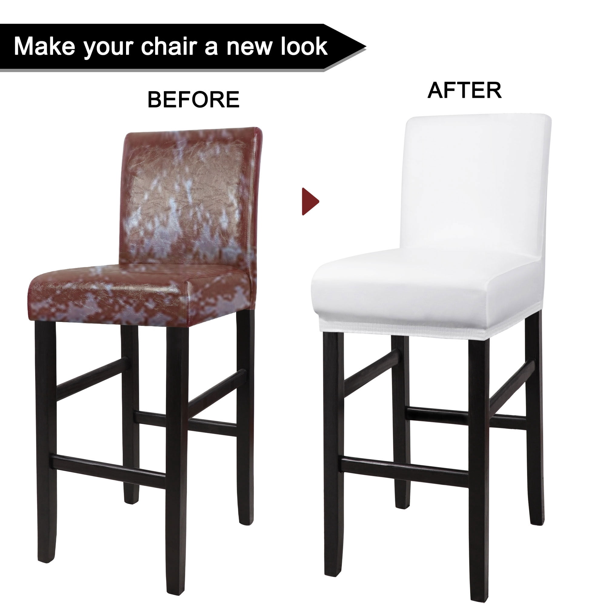 Unique Bargains Waterproof Bar Stool Covers for Short Back Chair Slipcovers White 2 Pcs