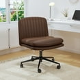 thumbnail image 3 of HOFFREE Mid Back 360 Degree Rotation and Height Adjustment Office Desk Chair, Brown, 3 of 11