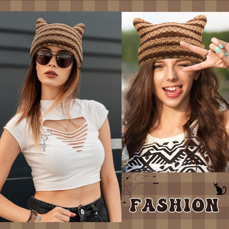 Goth Knit Beanie with Cat Ears, Fingerless Gloves, Necklaces Y2K Set Amazon.com: 6PCS Therian Gear Stuff, Y2k Fairycore Jewelry  main image 3