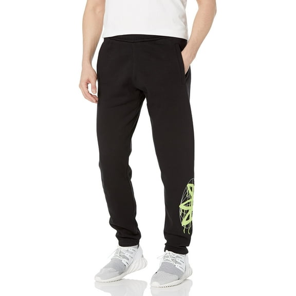 adidas Originals Men's Graphics Behind The Trefoil Sweat Pants, Black/Solar Yellow, XX-Large