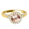 thumbnail image 2 of Aonejewelry 1.35 Ct. Halo Morganite and Diamond Engagement Ring Crafted In 14k Solid Yellow Gold (A+ , I2-I3), 2 of 4
