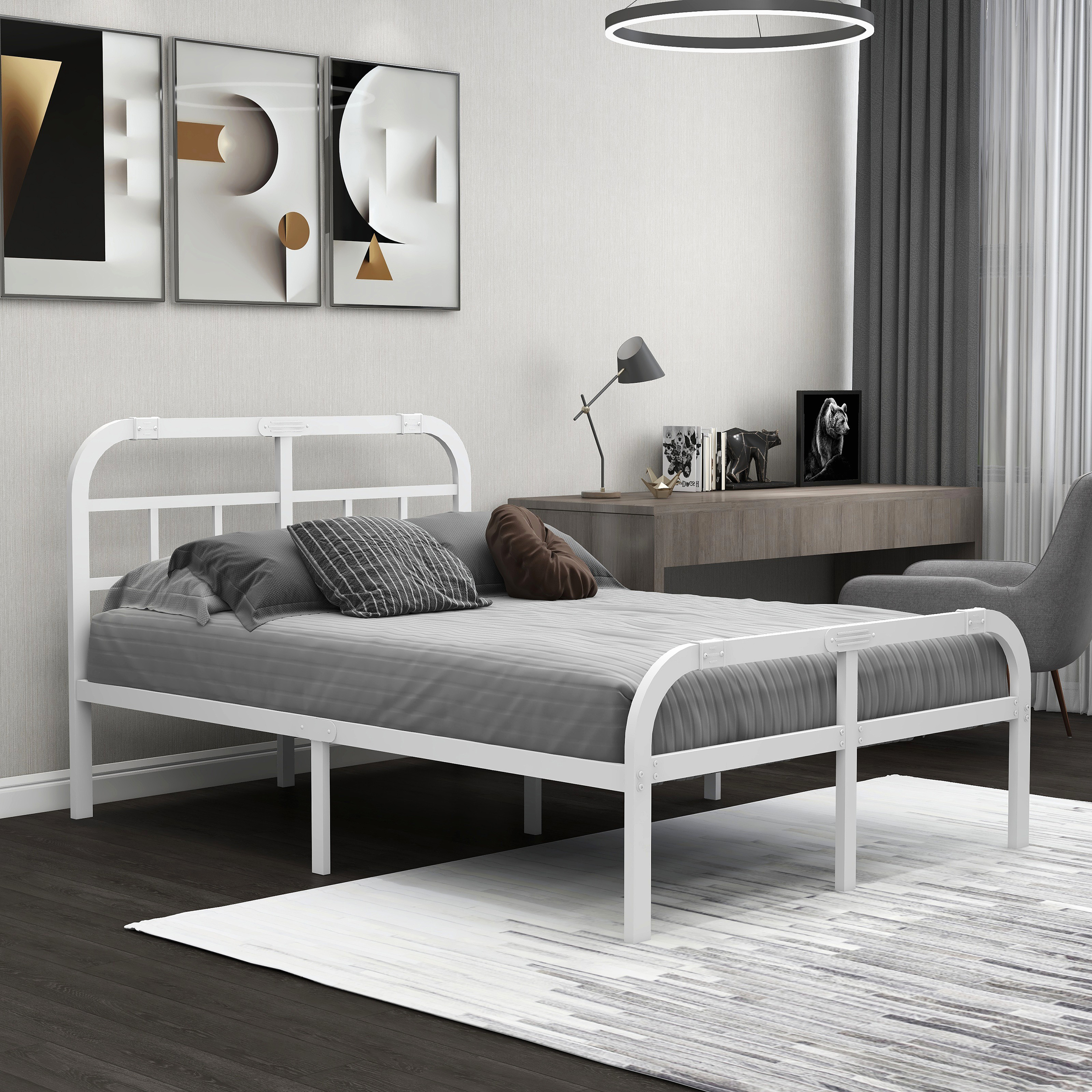 NNV 14 Inch Full Size Metal Bed Frame 3000 Lbs Heavy Duty Support 