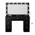 thumbnail image 6 of Ember Interiors Tammy Modern Black Makeup Vanity Desk with Lights, Charging Station, Mirror, 6 of 6